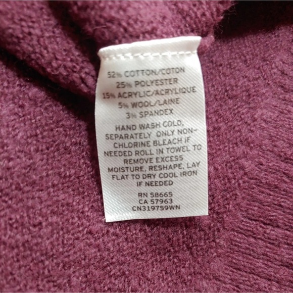 Caslon Wool Blend Textured Sweater Zipper in Back, Burgundy color. Plus 3X NWT - Picture 6 of 8